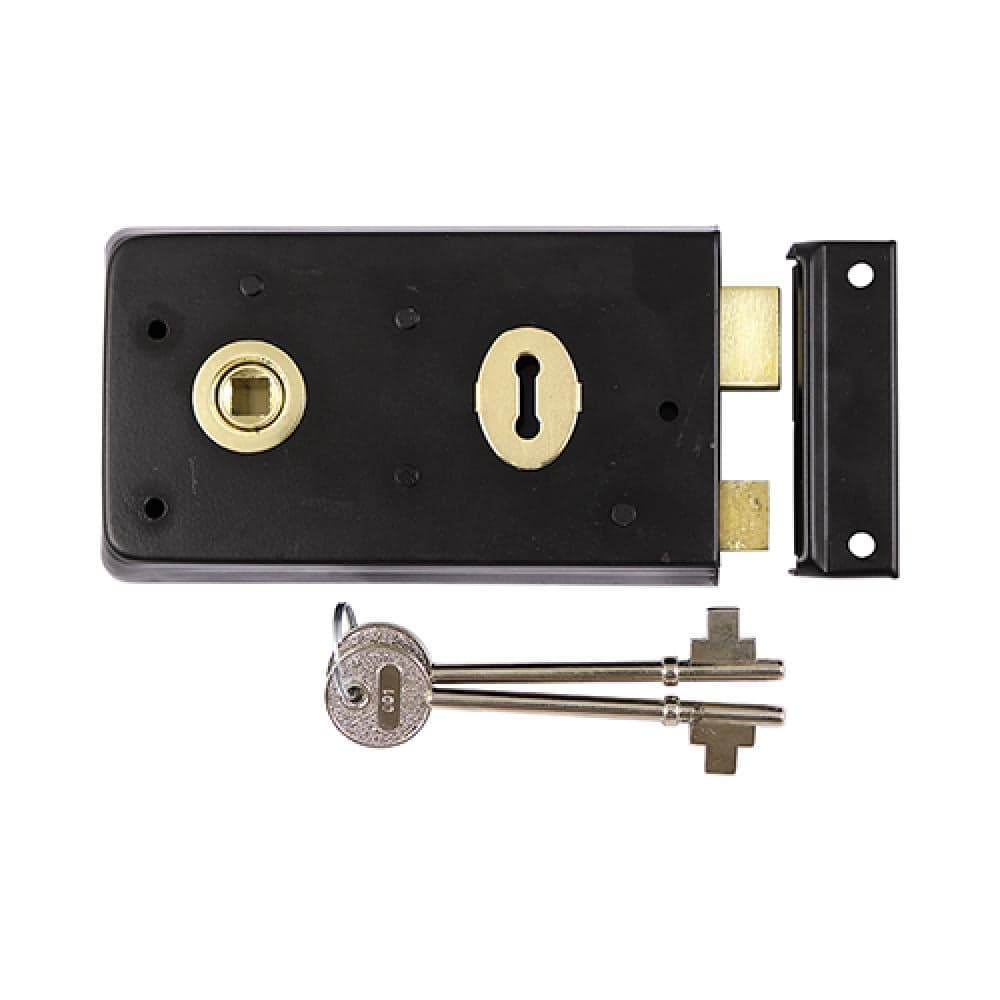 Timco 427695 Rim Sash Lock - Inward And Outward Keep - Black 143 X 83Mm TIMbag 1