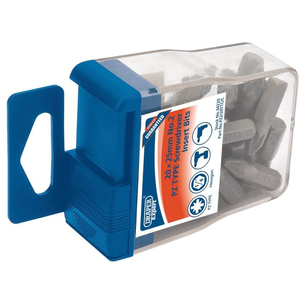 Draper Expert 34220 Pz Type Insert Bits In Plastic Storage Case No.2 X 1/4in (Pack Of 20) per case