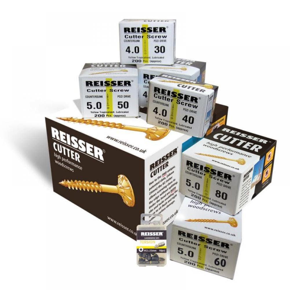 Reisser R2CUTTERTRADE 1600 Piece Assorted Cutter Pozi Countersunk Woodscrew Pack