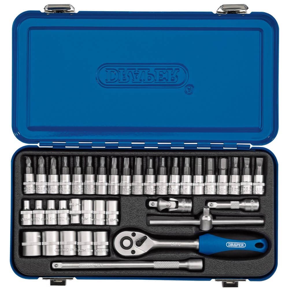 Draper 16366 Metric Socket Set In Metal Case 1/4in Sq. Dr. (38 Piece) per set