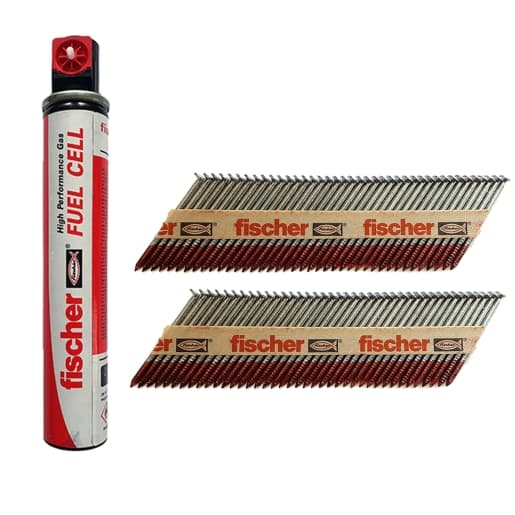 Fischer 550 Double Galvanised Nail & Gas Fuel Pack 3.1x90mm & 3.1x75mm