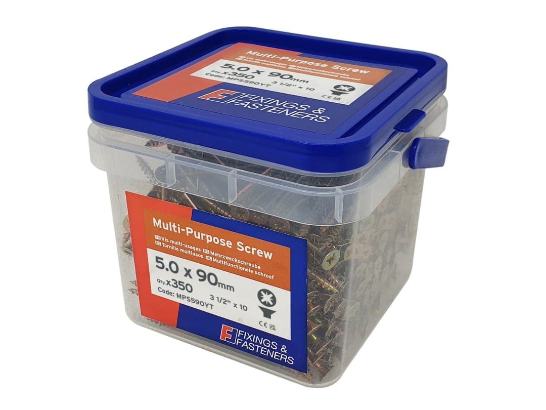 ForgeFix Multi-Purpose Pozi Compatible Screw CSK ST ZYP 5.0 x 90mm Tub 350 MPS590YT