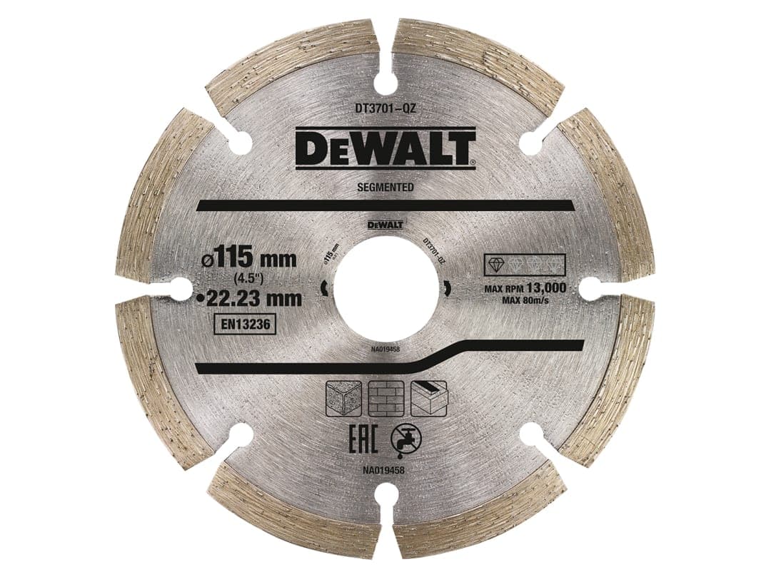 DEWALT Power Tools DT3701 Segmented Diamond Cutting Disc 115 x 22.23mm DT3701QZ
