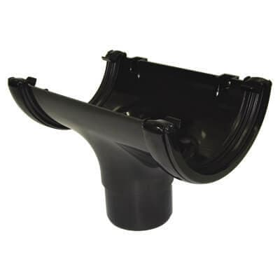 FloPlast Half Round Gutter Running Outlet - 112mm Black