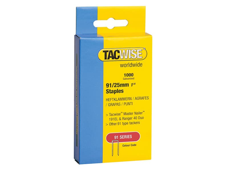 Tacwise 0285 91 Narrow Crown Staples 25Mm - Electric Tackers (Pack 1000)