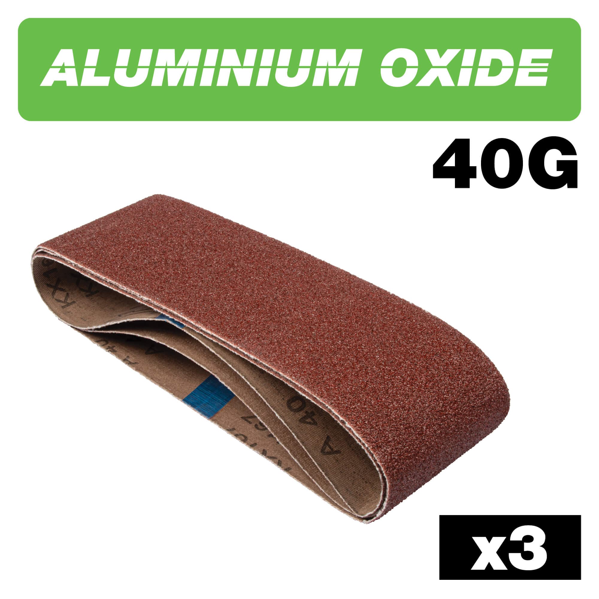 Trend Aluminium Oxide Sanding Belt 40 Grit 75Mm X 533Mm 3Pc Pack 1 AB/B75A/40A