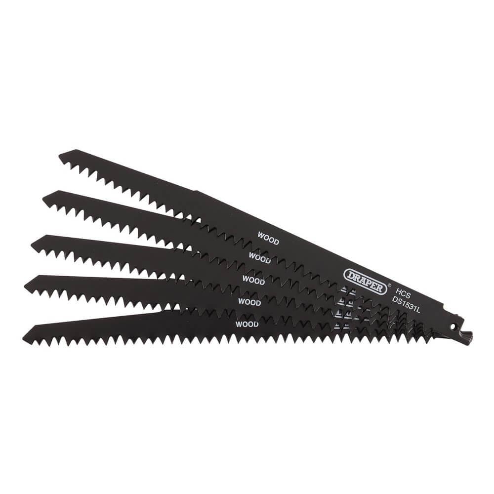 Draper 38803 Reciprocating Saw Blades For Wood Cutting 240Mm 5Tpi (Pack Of 5) each 5