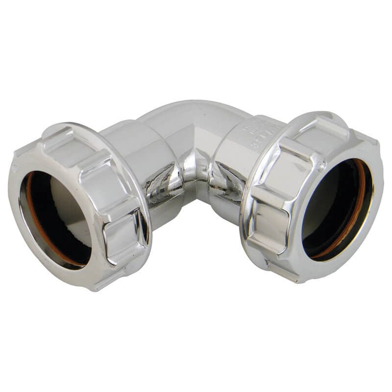 FloPlast Chrome Style Waste Bend - 90 Degree x 32mm