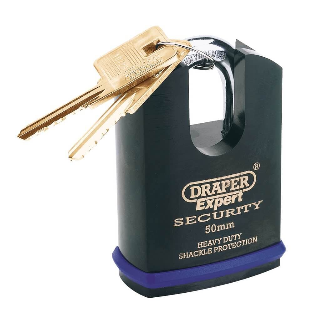 Draper Expert 64197 Heavy Duty Padlock And 2 Keys With Shrouded Shackle 50Mm each