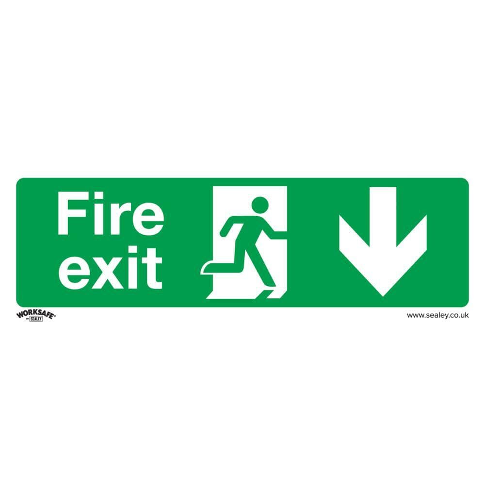 Sealey SS22V1 Safe Conditions Safety Sign - Fire Exit (Down) - Self-Adhesive Vinyl