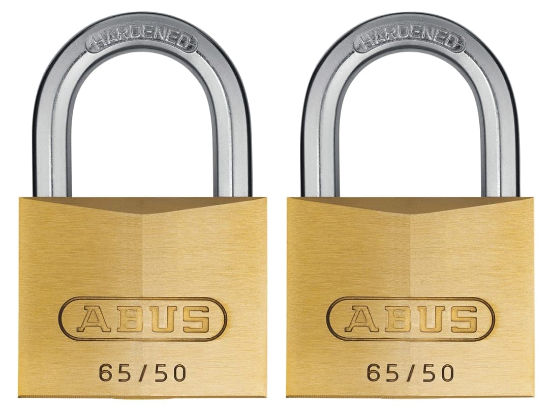 ABUS Mechanical 65/50mm Brass Padlock Twin Pack Carded 10054258-01