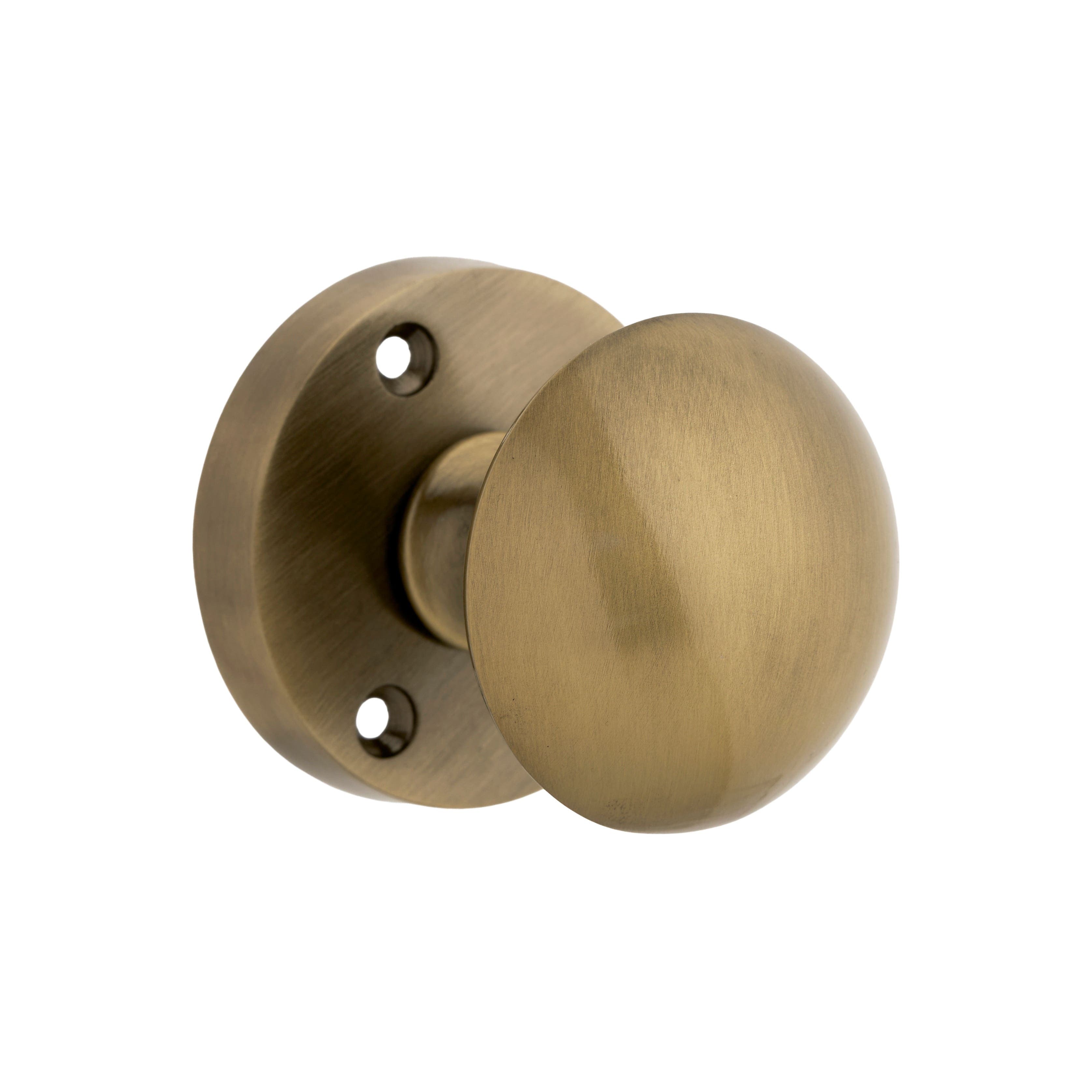 Orion Sprung Mortice Door Knob - Antique Brass - Pair - Designer Levers