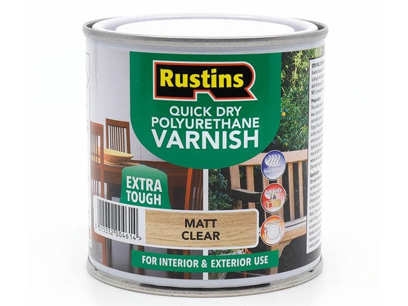 Rustins POMCW250 Quick Dry Polyurethane Varnish Matt Clear 250Ml Pomcw250