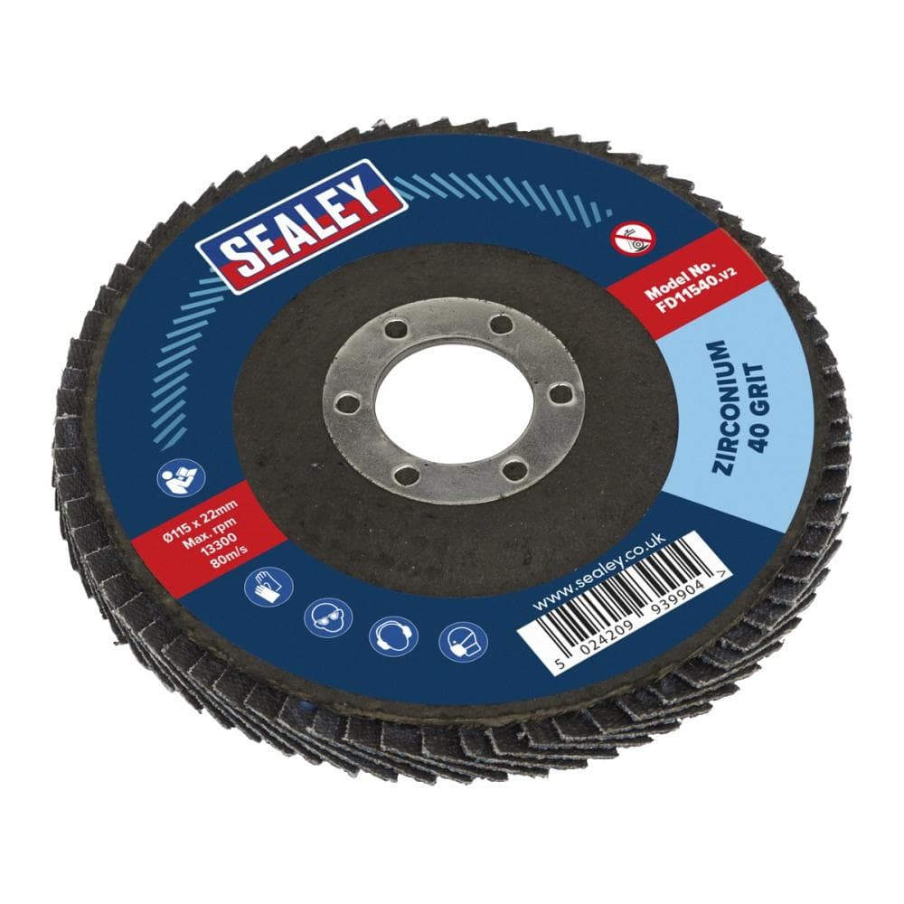 Sealey FD11540 Flap Disc Zirconium Ø115Mm Ø22Mm Bore 40Grit