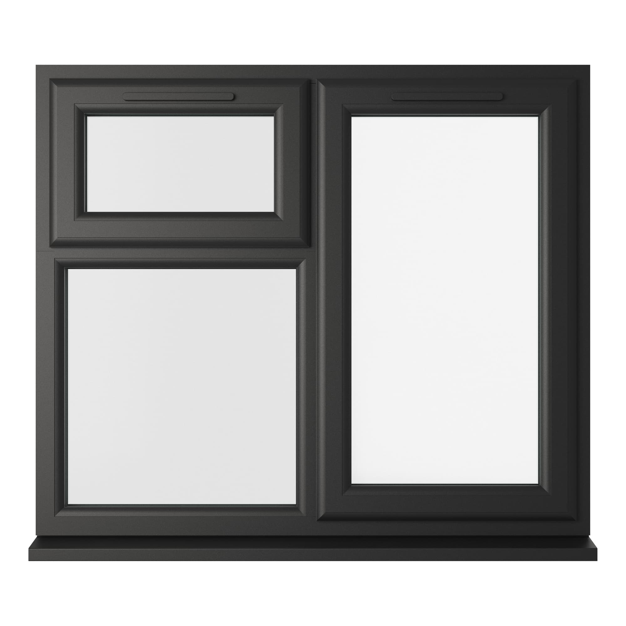 Crystal Double Glazed uPVC Window Black/White Right Hung 1190mm x 1190mm Clear