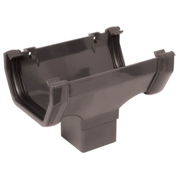 FloPlast Square Gutter Running Outlet - 114mm Anthracite Grey