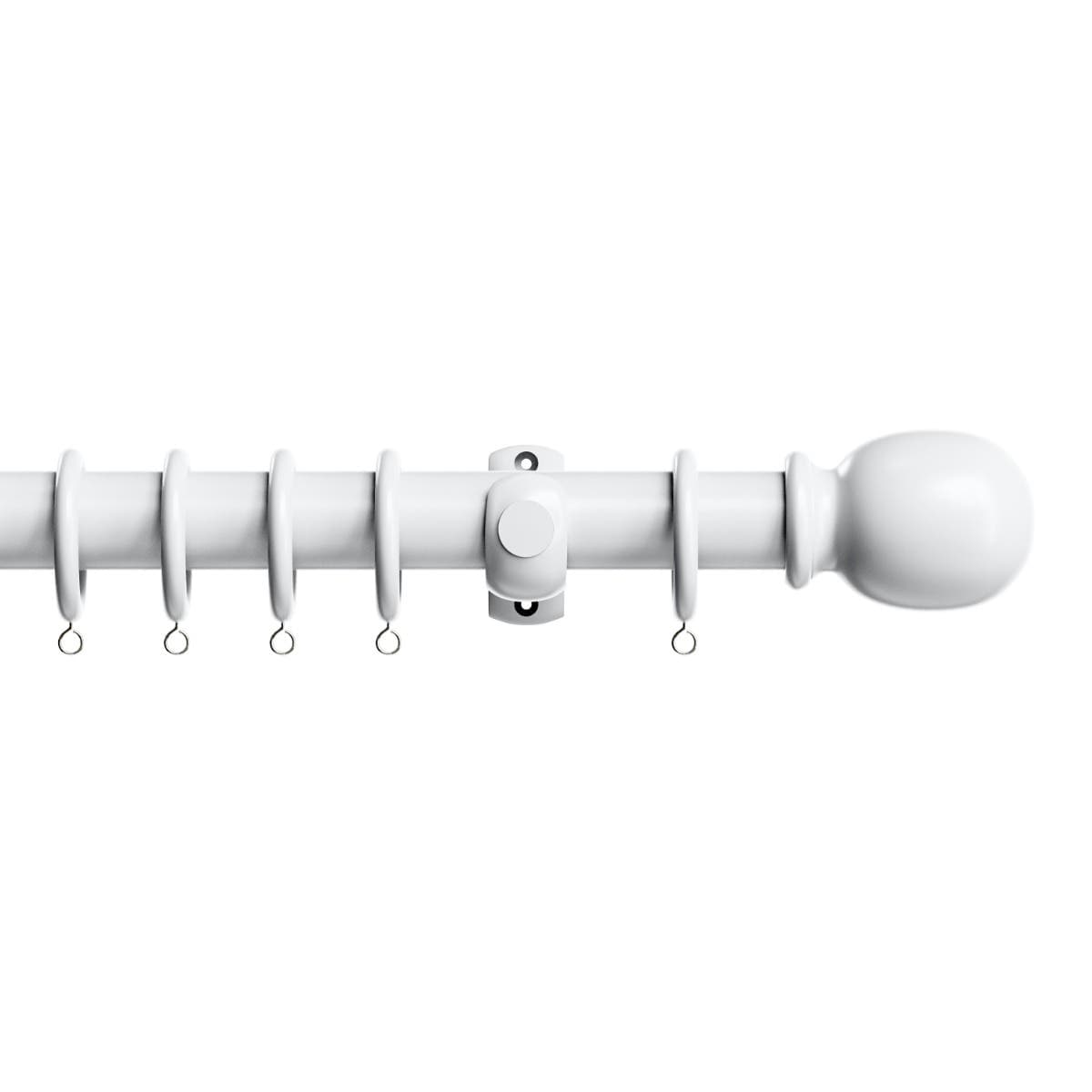 Victory Wood Fixed Curtain Pole - 28mm Eyelet - 1800mm - White - Cuttable to Size