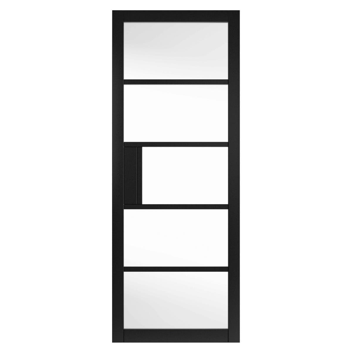 Metro 5 Panel Glazed Internal Door - Black / Clear Glass - Prefinished - 35 x 1981 x 762mm