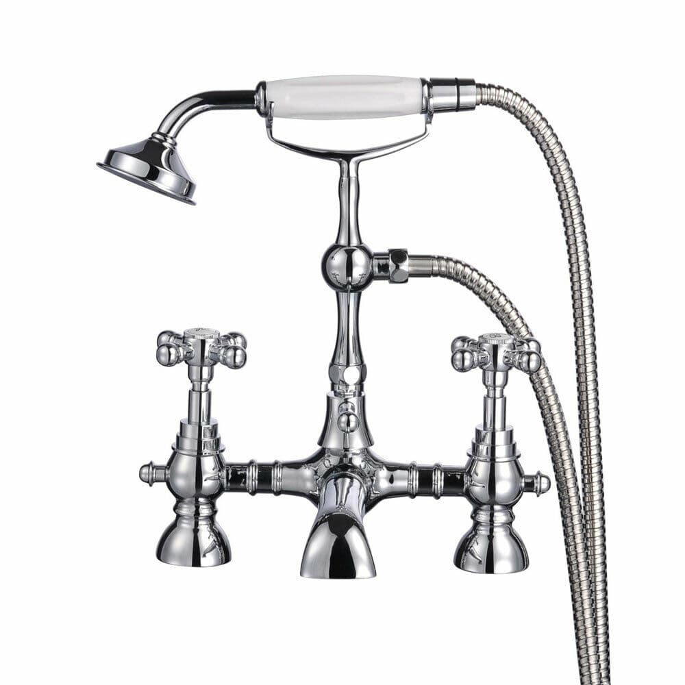 Mv Chrome Bath Deck Mixer Cross Head 1.5M Hose & Handsest COR3