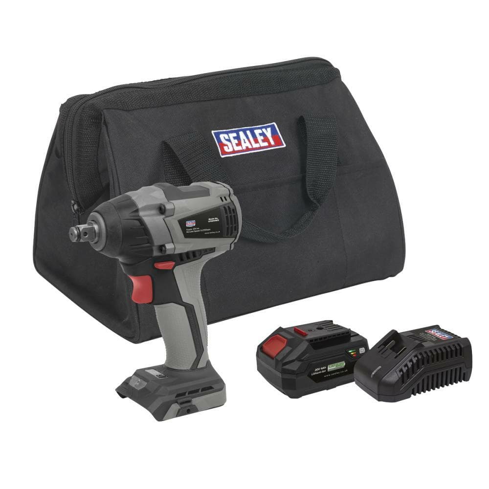 Sealey CP20VIWXKIT1 Brushless Impact Wrench Kit 1/2inSq Drive 20V Sv20 Series 350Nm 4Ah