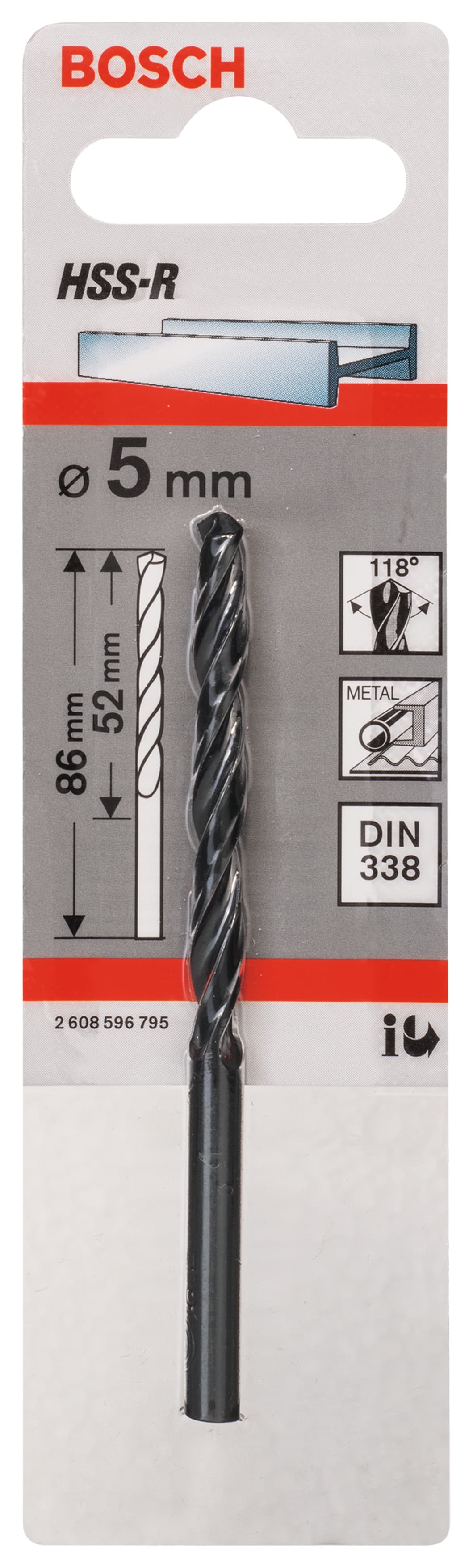 Bosch HSS-pointteq Drill 5 x 52 x 86mm 2608577165
