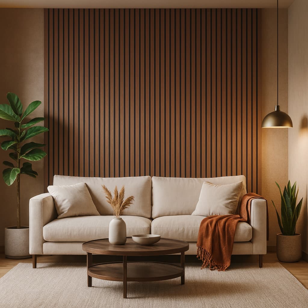 Acoustic Slat Wall Panel Natural Walnut
