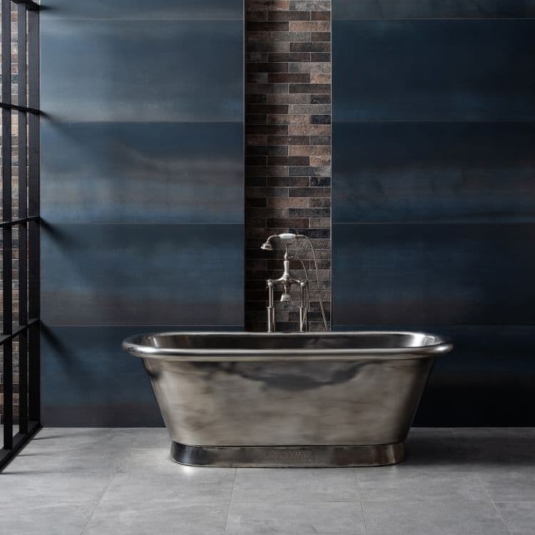 Original Style Tileworks Steel Midnight Blue Rectified Glazed Metallic-finish Porcelain Tile 60x120cm