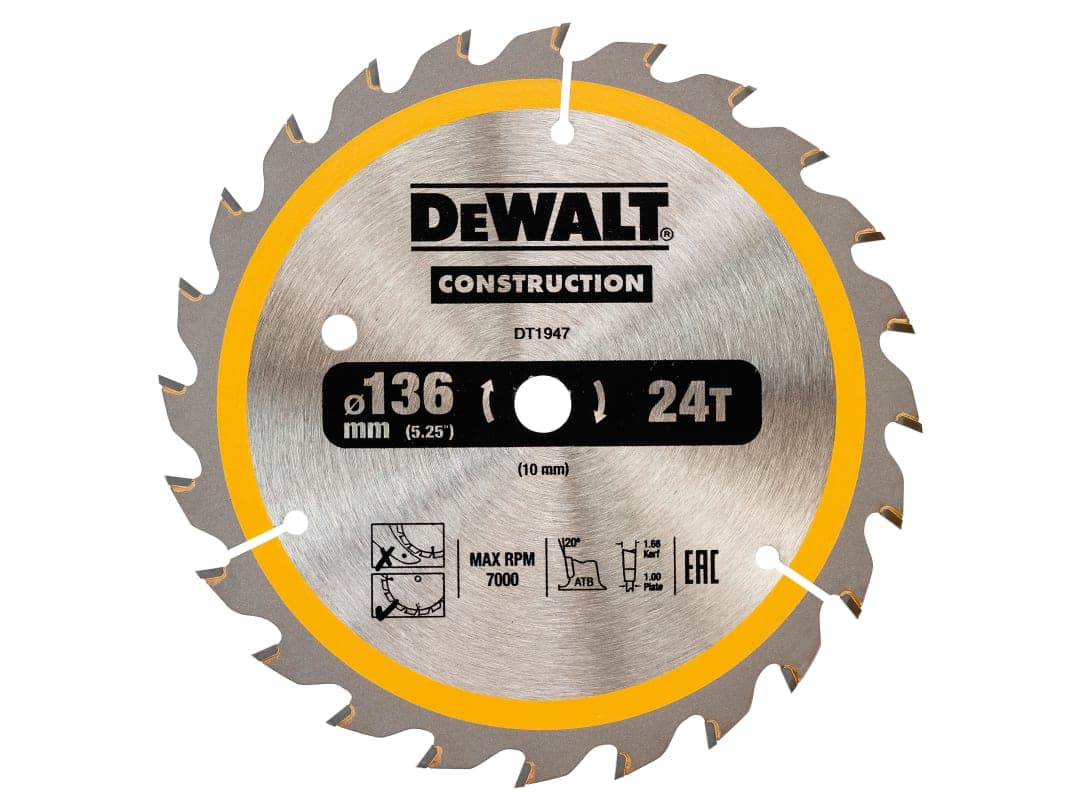 DEWALT Power Tools Cordless Construction Trim Saw Blade 136 x 10mm x 24T DT1947-QZ