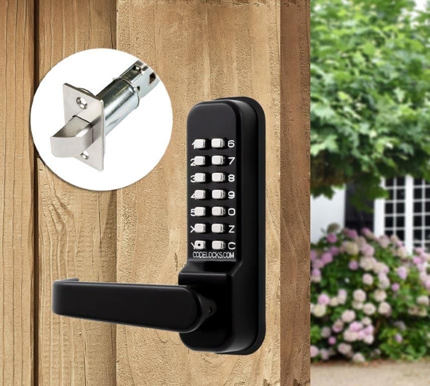 Mechanical Dual Plate Adjustable Gate Latch Lock - Keypad - Medium Duty - 70mm Backset - Marine Grade - Black