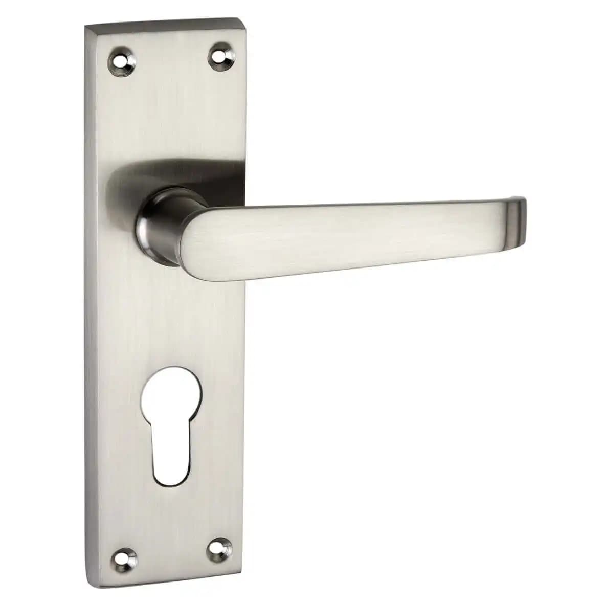 Satin Chrome Victorian Euro-Lock Straight Lever Door Handle - Pair - Designer Levers