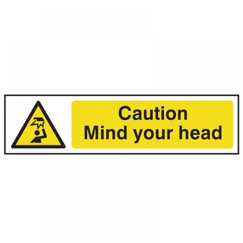Scan 5110 Caution Mind Your Head - Pvc Sign 200 X 50Mm