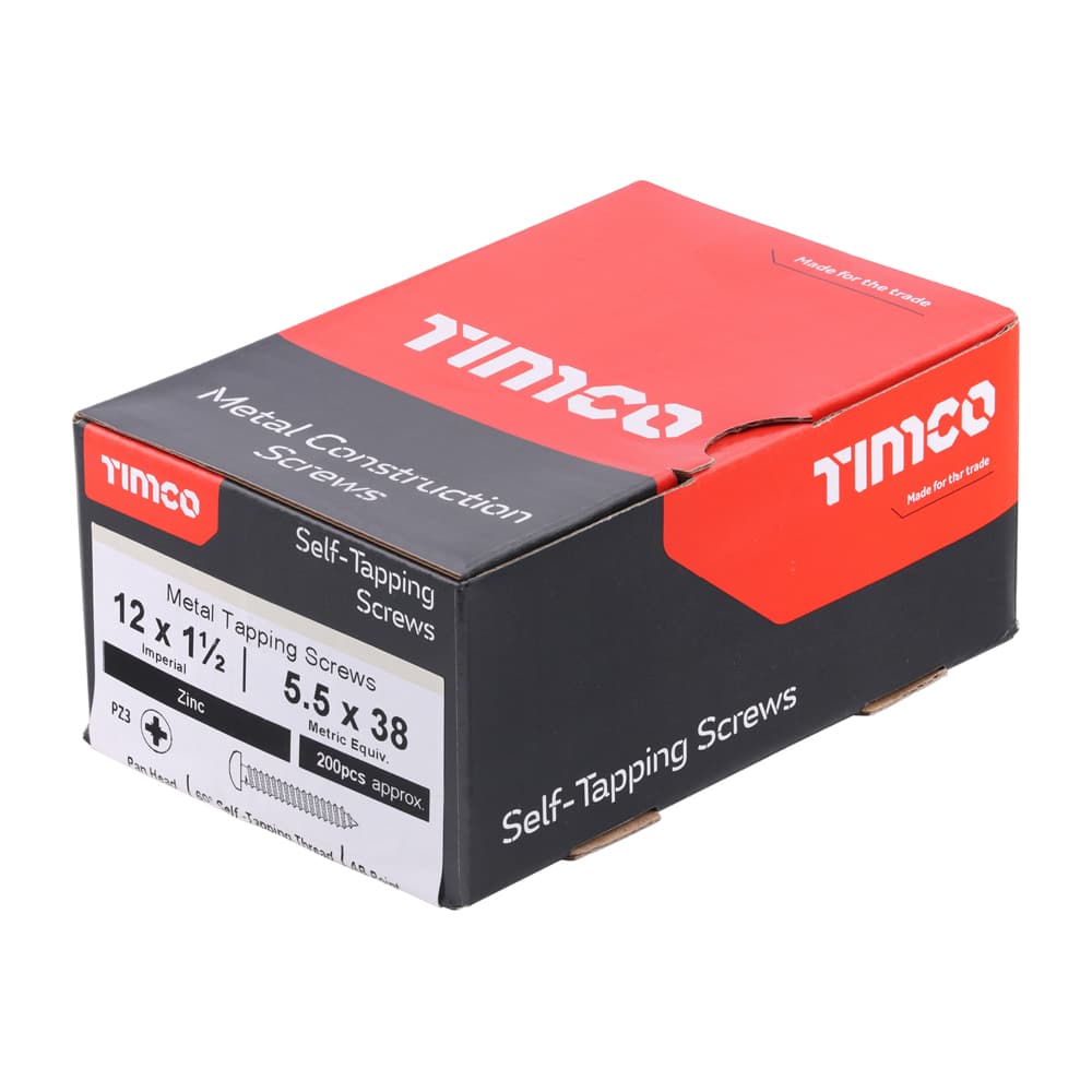 Timco Metal Tapping Screws - Pz - Pan - Self-Tapping - Zinc Box 200 12112CPAZS