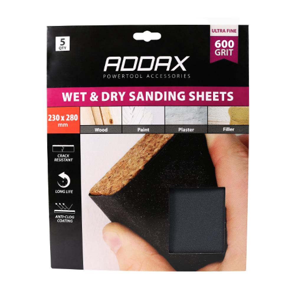 Timco 231485 Wet & Dry Sanding Sheets - 600 Grit - Black 230 X 280Mm Pack 5