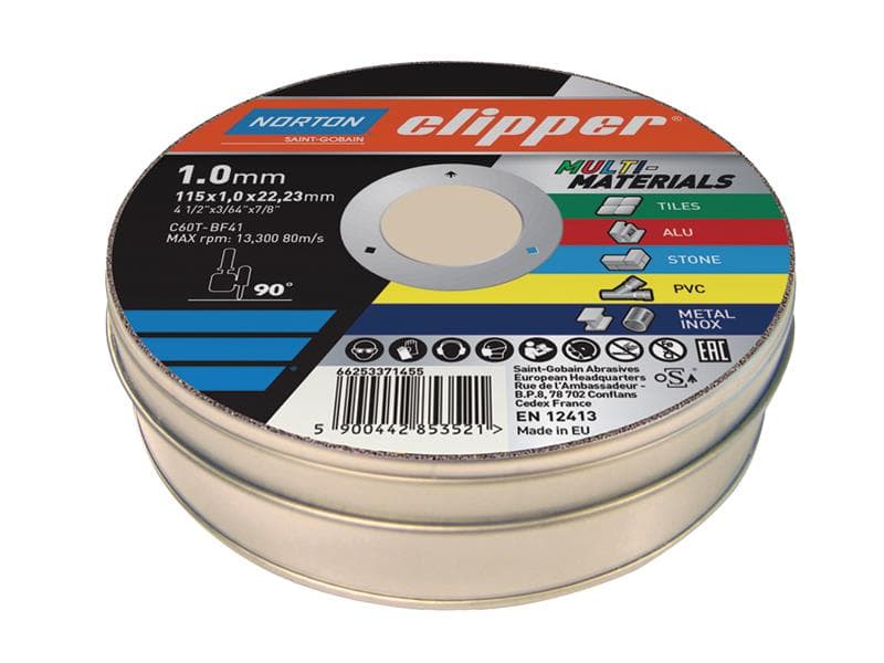Flexovit 66252839907 Clipper® Multi-Materials Cutting Discs 115 X 22.23Mm (Tin Of 10)