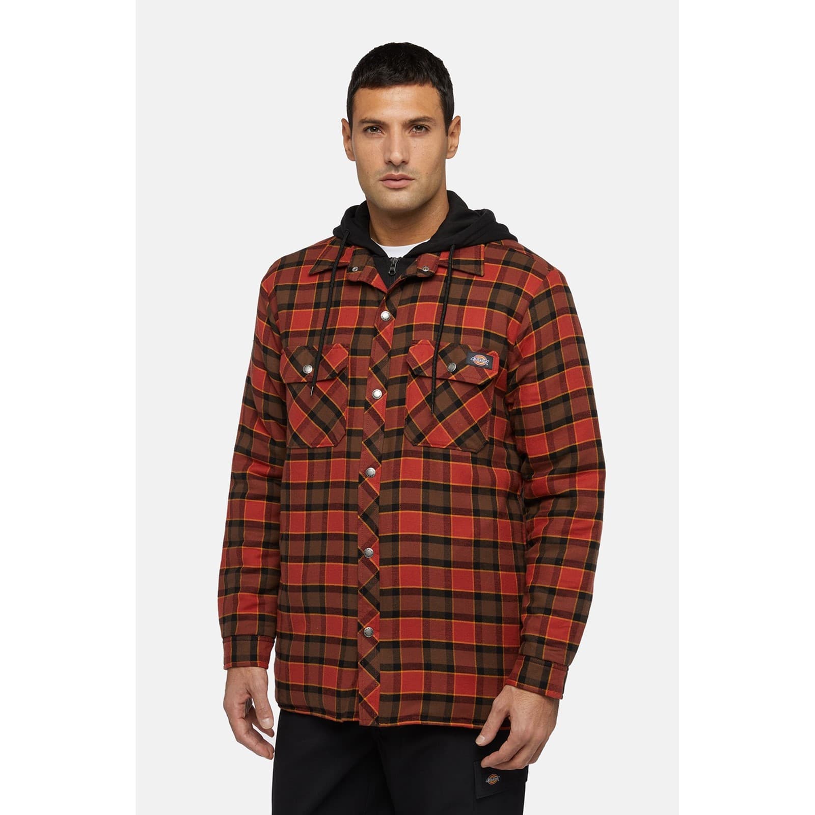 Dickies Fleece Hooded Flannel Shirt Size XL Red 42643-79766-06