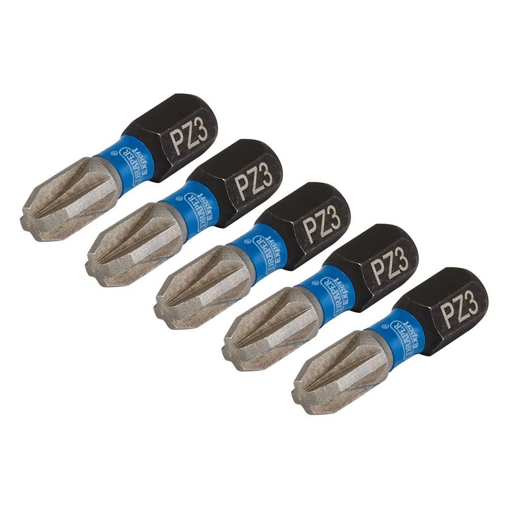 Draper Expert 04975 Pz-Type Impact Screwdriver Bits No.3 X 25Mm 1/4in Hex (Pack Of 5) each 1