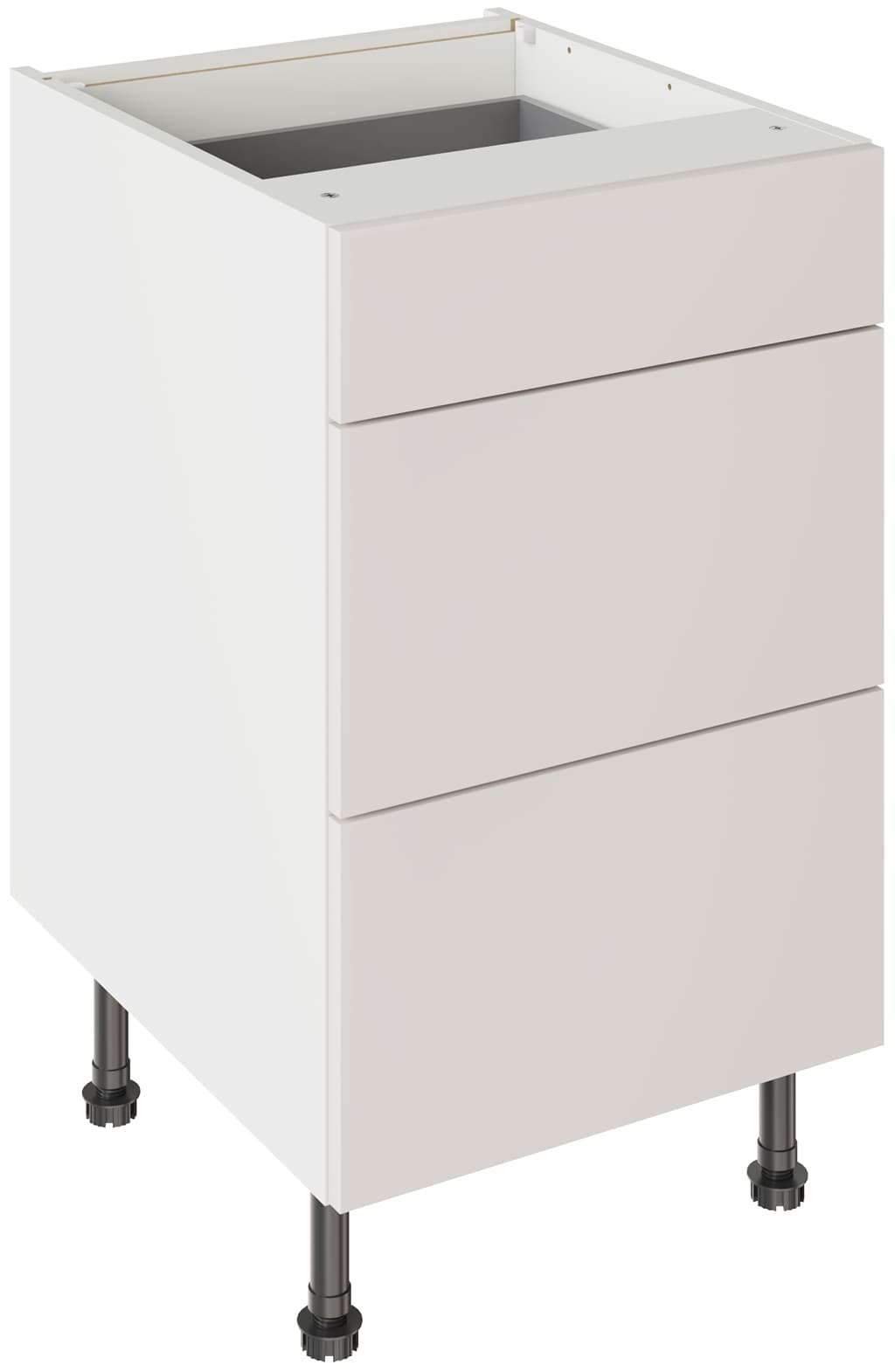 Flatpack 500 3 Drawer Base Kitchen Cabinet Slab Super Gloss Light Grey