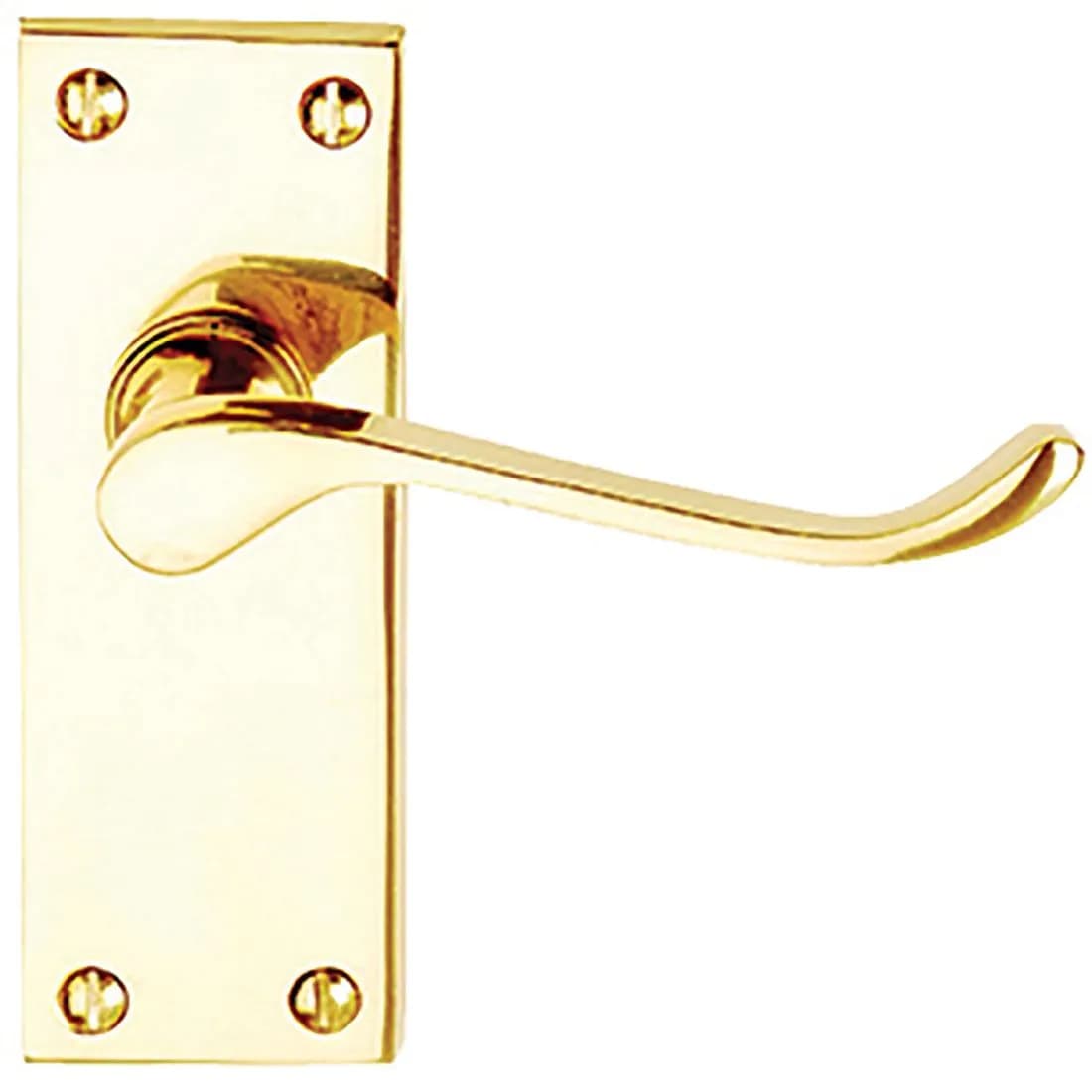 Vic Scroll Latch Door Handles Polished Brass Contract