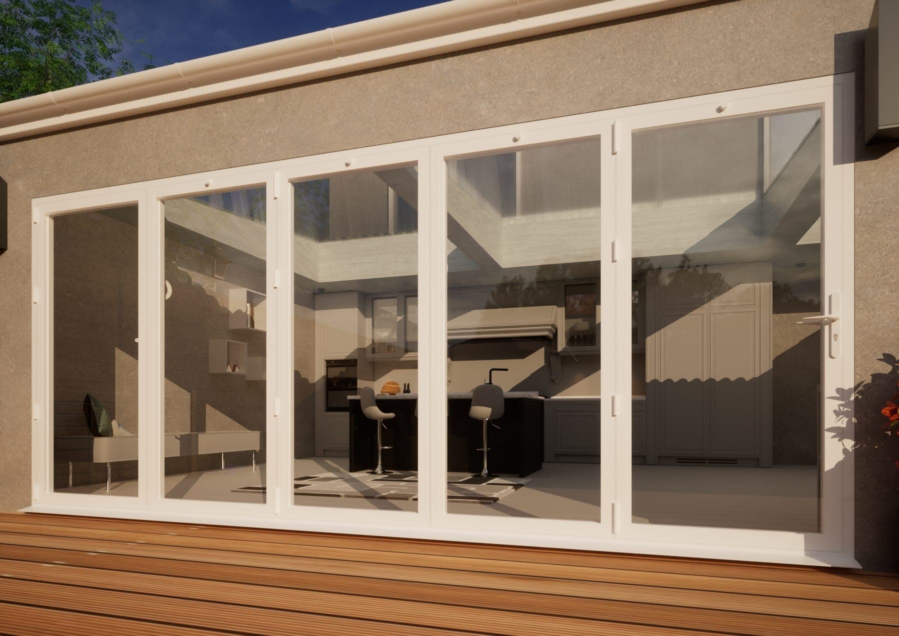 Aluminium Bifold Door - 4800mm White - 5 Left