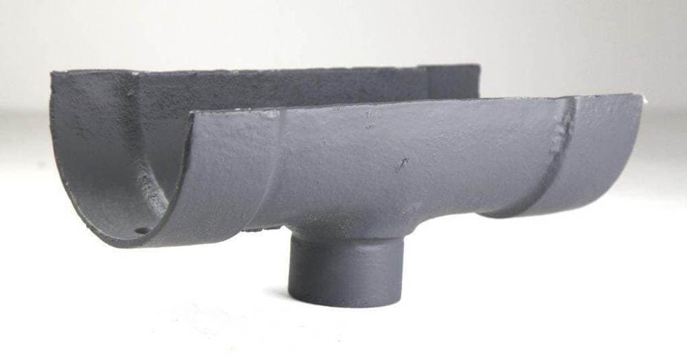 Hargreaves Premier Cast Iron Deep Half Round Gutter Running Outlet - 100mm for 65mm Downpipe Primed
