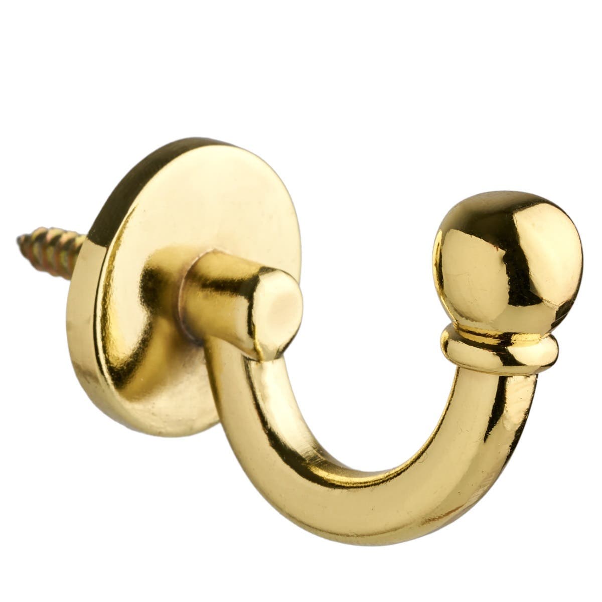 Brass Plated Screw-in Ball End Single Robe Hook - Wall/Door Moutable - Decohooks