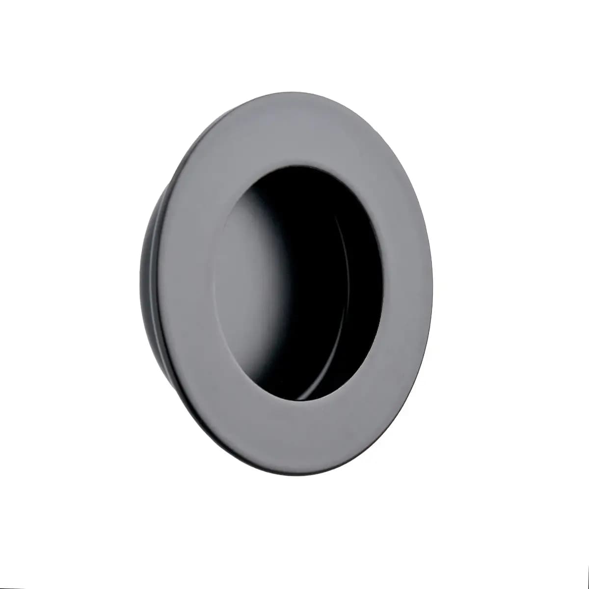 Round Pocket / Sliding Door Flush Pull Handle - 65mm - Black - Hardware Solutions
