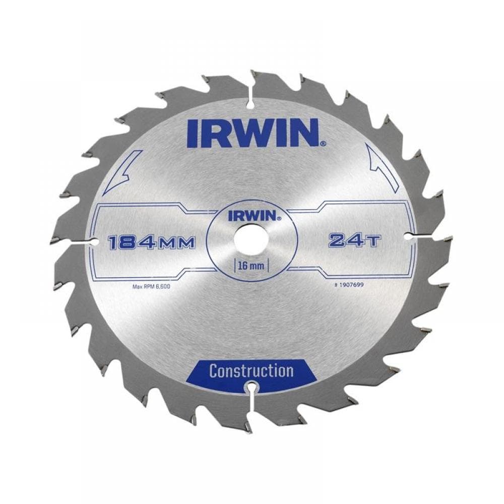 Irwin® 1907699 Construction Circular Saw Blade 184 X 16Mm X 24T Atb