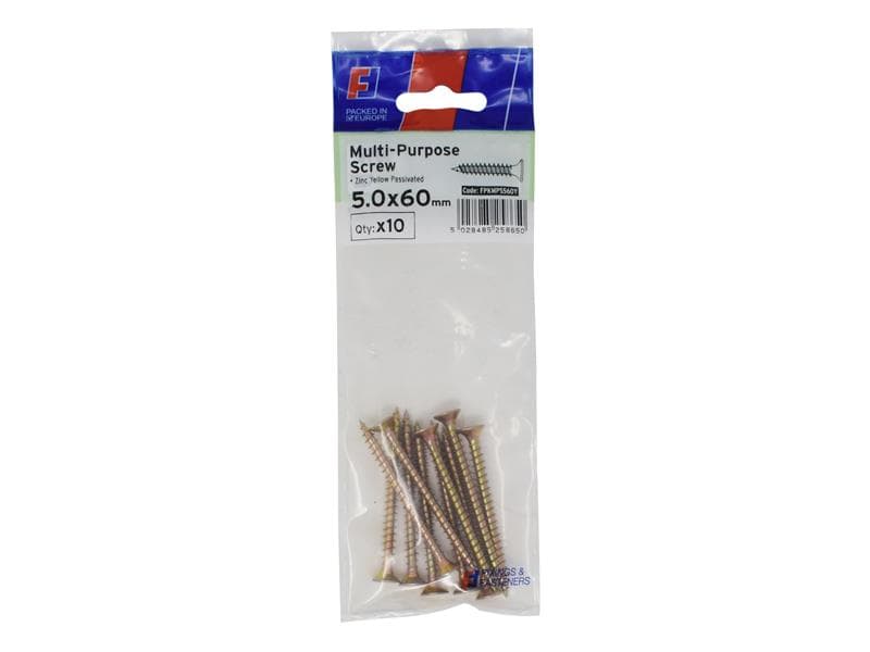 Forgefix FPKMPS560Y Multi-Purpose Pozi Screw Csk St Zyp 5.0 X 60Mm Forgepack 10