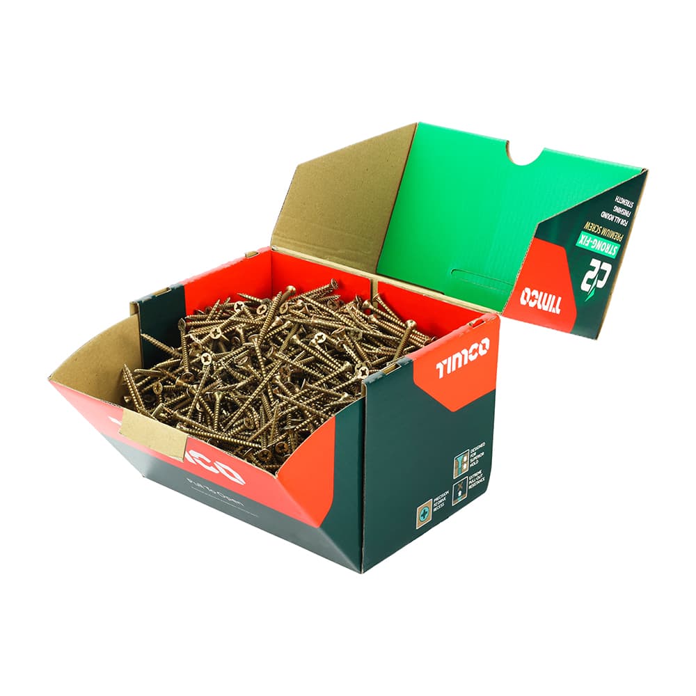 Timco 40060C2IND C2 Strong-Fix Multi-Purpose Premium Screws - Industry Pack - Pz - Double Countersunk - Yellow 4.0 X 60 Box 1000