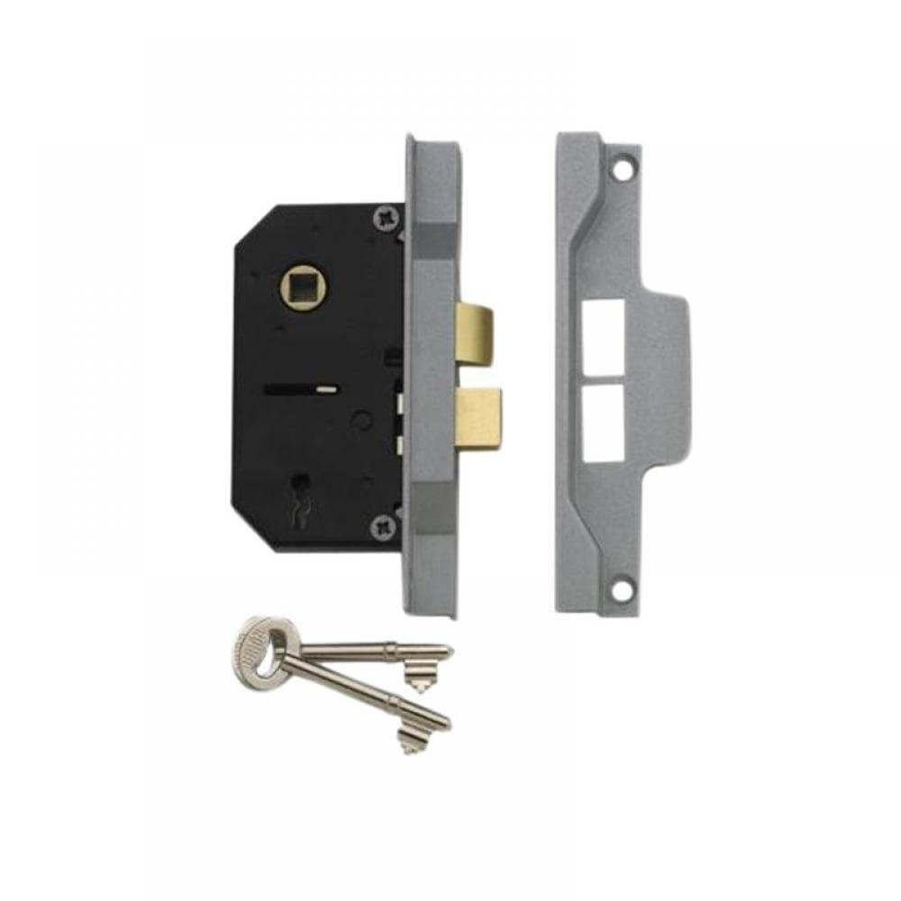 Union Y2242-SE-3.00 2242 2 Lever Mortice Rebated Sashlock Silver Enamel 78.5Mm 3In Visi