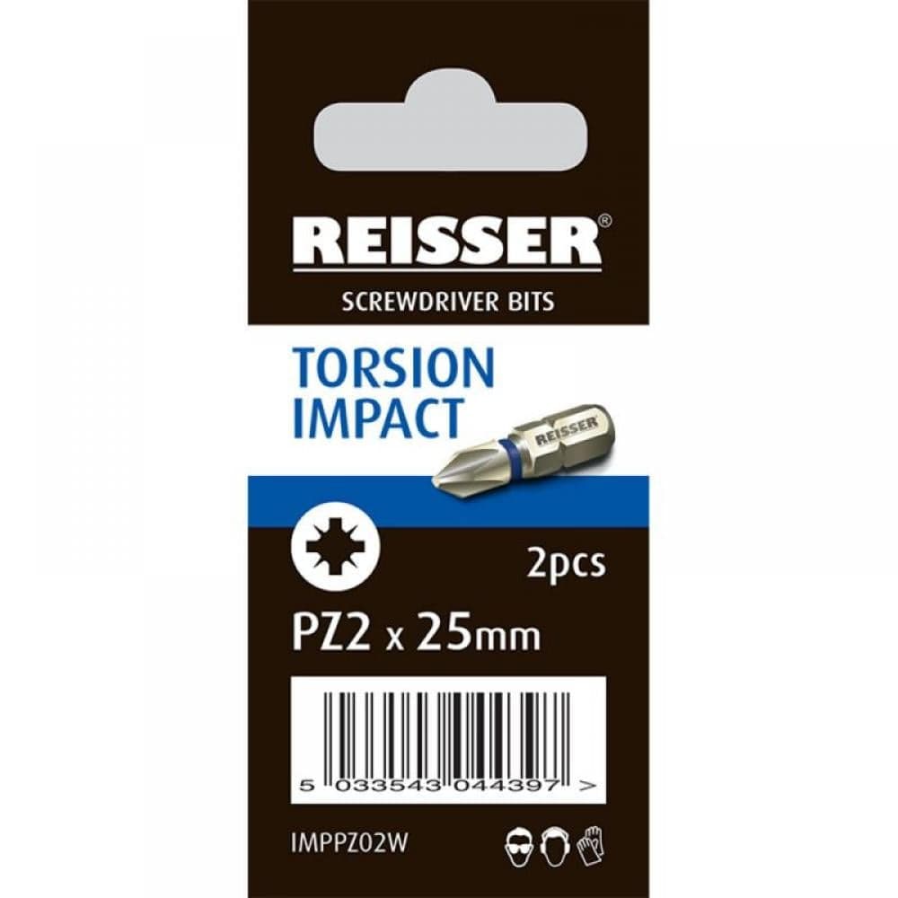 Reisser IMPPZ02W Torsion Impact Screwdriver Bit C6.3 X 25 (Wallet 2Pcs) Pz2