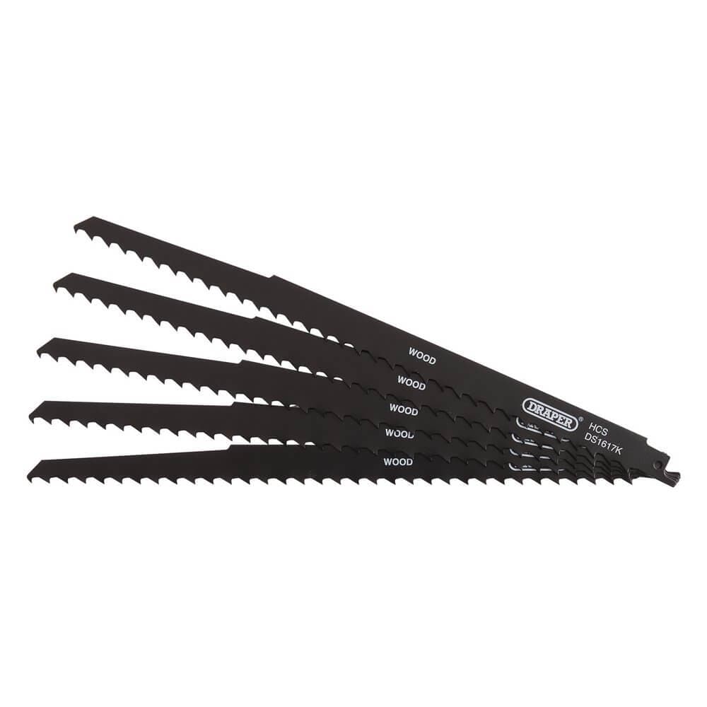 Draper 42615 Reciprocating Saw Blades For Pruning & Coarse Wood & Plastic Cutting 300Mm 3Tpi (Pack Of 5) each 5