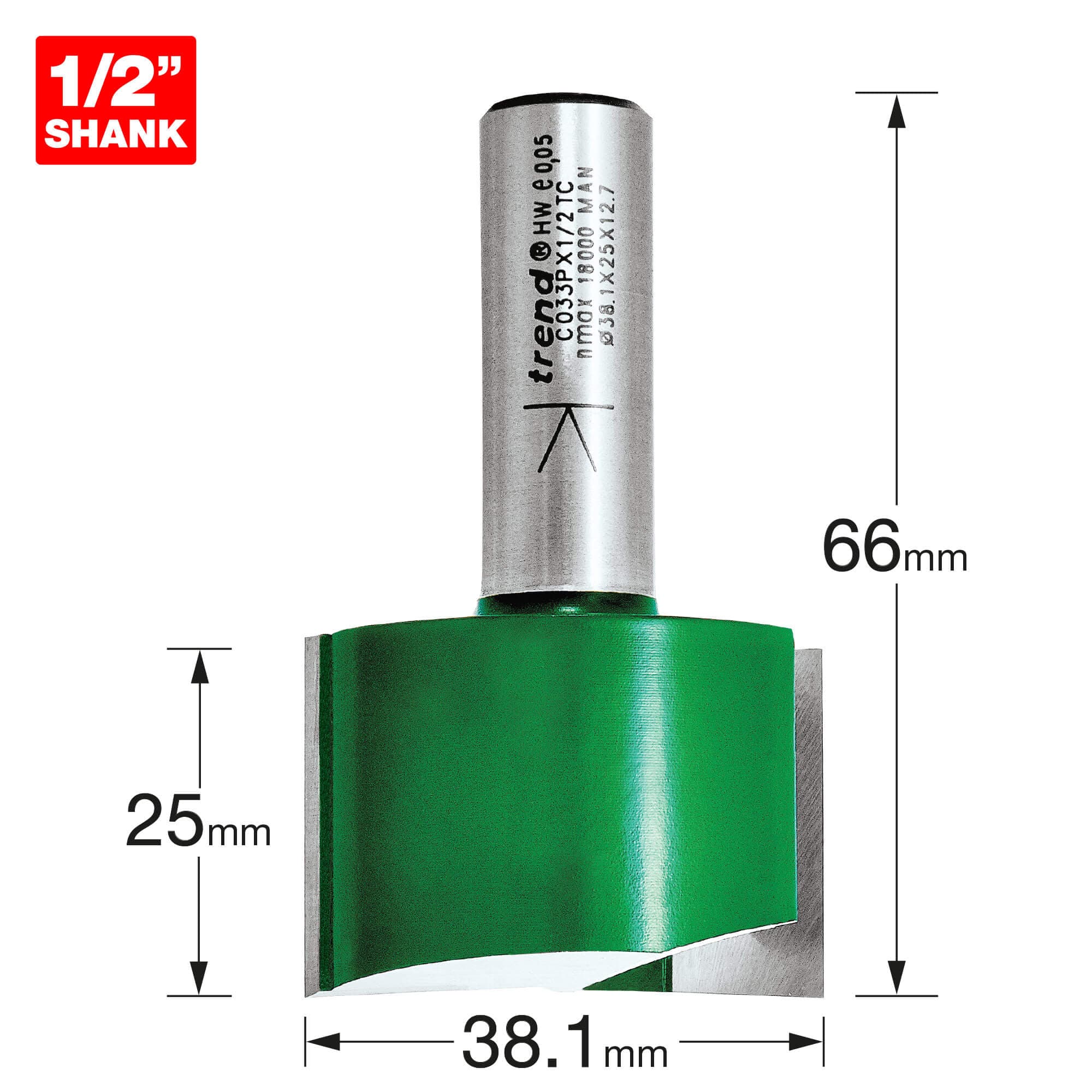 Trend Two Flute Cutter 38.1Mm Diameter Pk 1 C033PX1/2TC