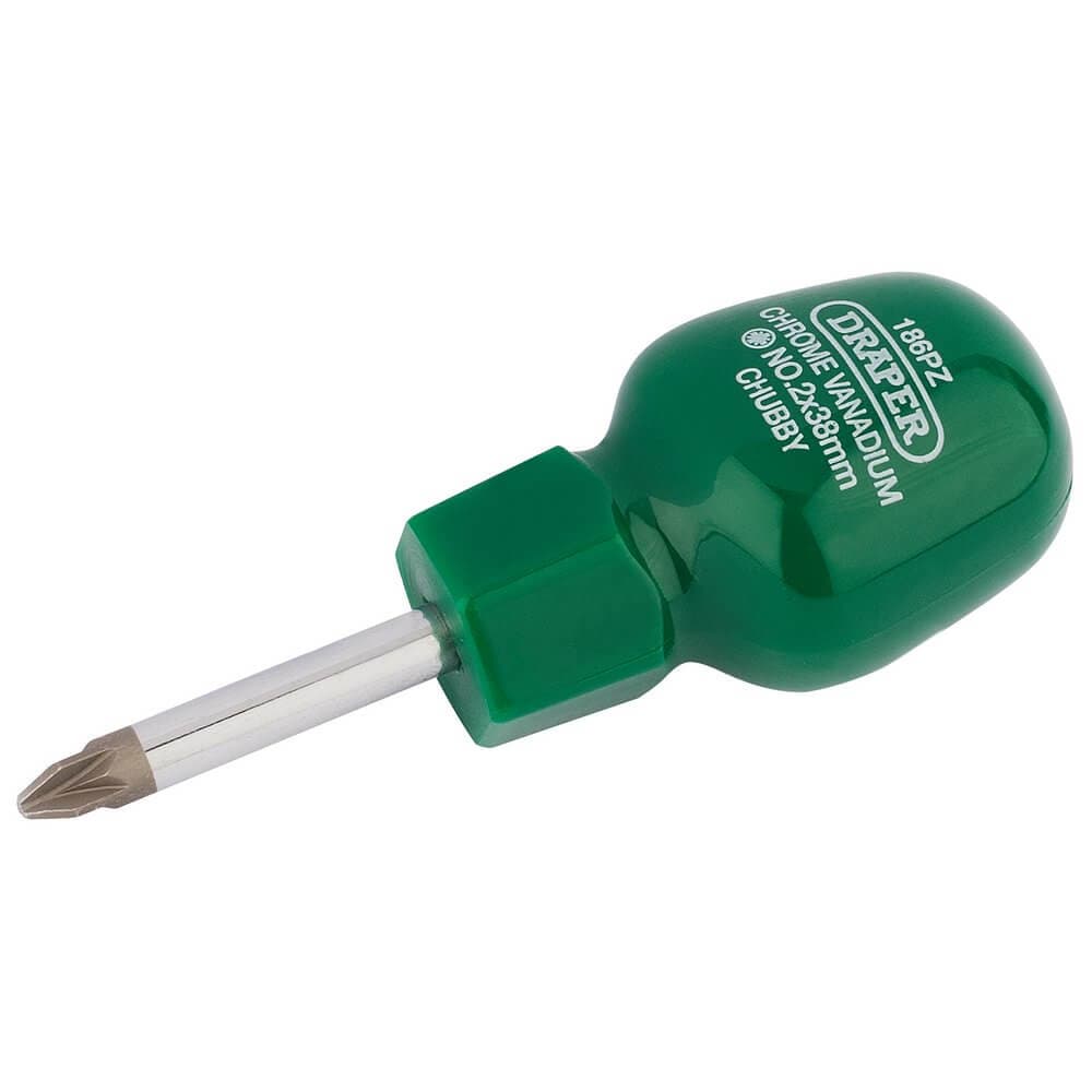 Draper 22357 Pz Type Cabinet Pattern Chubby Screwdriver No.2 X 38Mm (Sold Loose) each